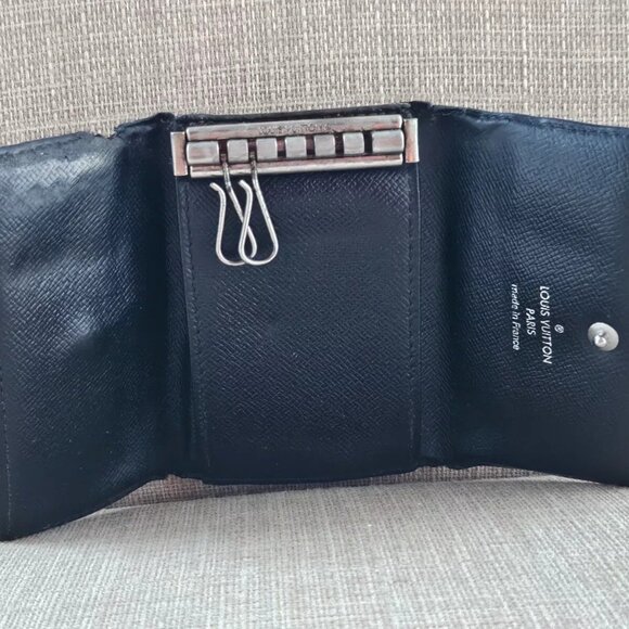 Louis Vuitton Paris Keychain Keyfob BlackGray Leather Key Holder Made in France - Picture 6 of 12